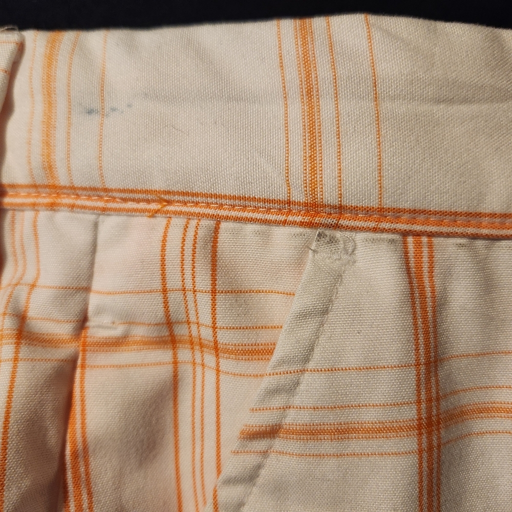 Men's White and Orange Plaid Golf Shorts, Size 34 - Picture 5 of 6